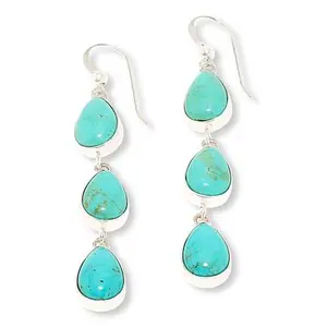 Mine Finds by Jay King Chilean Turquoise Sterling Silver Station Drop Earrings