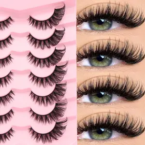 7 Pairs Cartoon Cat Eye Synthetic False Eyelashes, Natural Full Effect, Volumizing Lash Growth, Travel Essential Makeup Tool