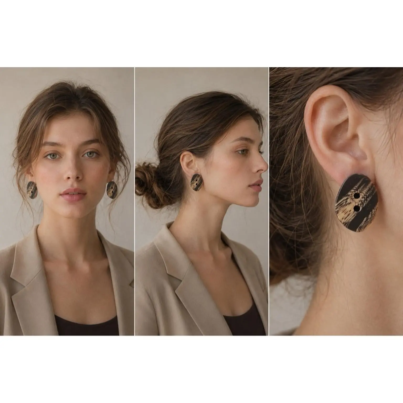 Woodland Whisper Stud Earrings - Handcrafted Eco-Friendly Resin with Unique Woodgrain Patterns - Comfortable Everyday Jewelry - Sustainable & Artistic Design