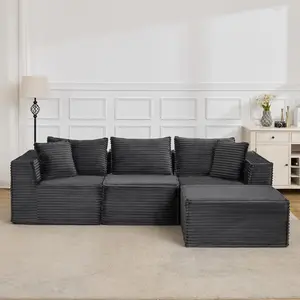 107" Modular Cloud Sectional Sofa Deep Seat Boneless Couch No Assembly for Living Room Apartment