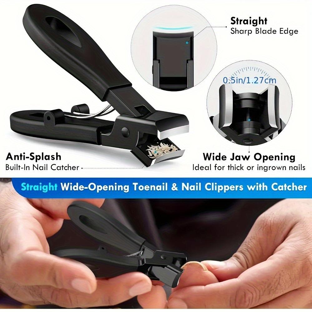 6Pcs Thick Toenail Clippers Set, Professional Ingrown Nail Nippers, Stainless Steel Pedicure Tools Set with Nail File & Cleaner