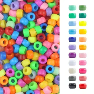 100/400pcs 6x9mm Solid Color Large Hole Pony Beads DIY Jewelry Making For Friendship Bracelets & Hair Braids Craft Supplies bedazzling kit