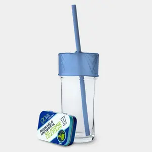 Silicone Drink Protector & Straw with Travel Case