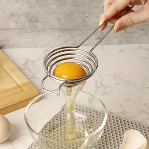 1pc Stainless Steel Egg Yolk & Egg White Separator with Extended Handle - Hygienic Egg Separator Suitable for,, Meringues, Omelets - Quick & Yolk/White Separation