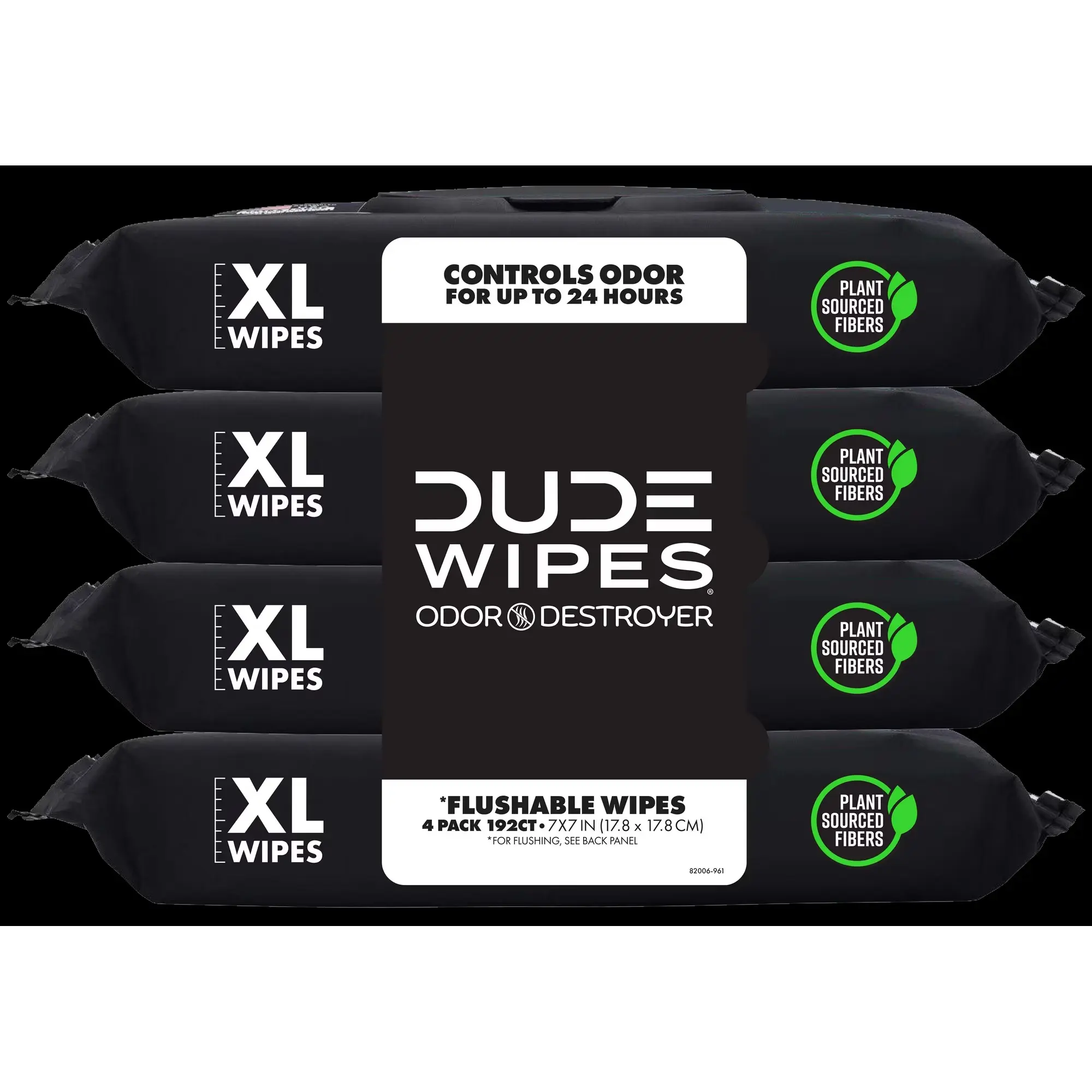 DUDE Odor Destroyer XL Flushable Wet Wipes, Deodorizing with Clean Scent, 48 Count, 4 Pack Toilet,  Flushable Wet Wipes for adult Scented Scented