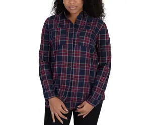 Adidas Womens Flannel Checkered Blouse Navy
