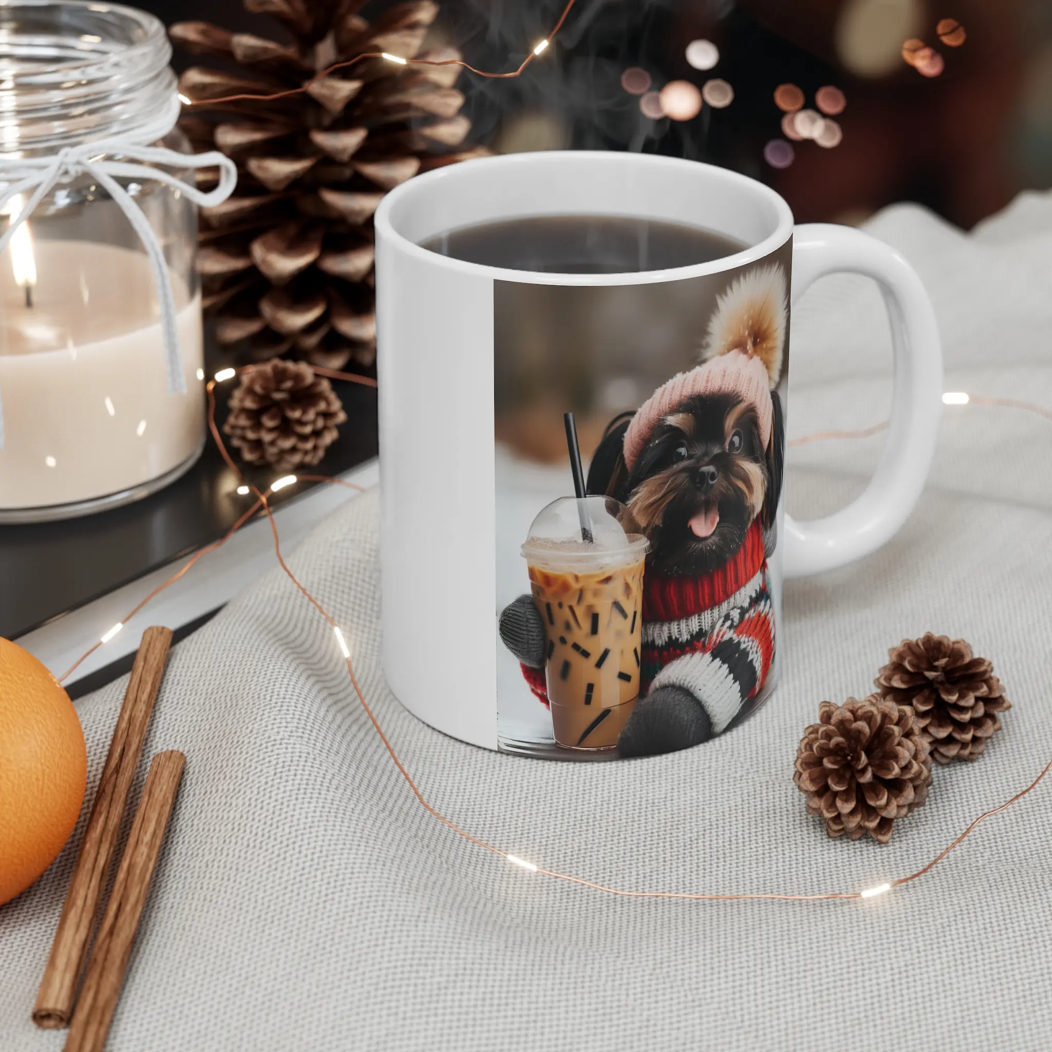 Yorkie Winter Mug  - Cute Dog Lover Gift, Coffee Cup, Pet Owner Present, Drinkware, Animal Theme Tea Mug