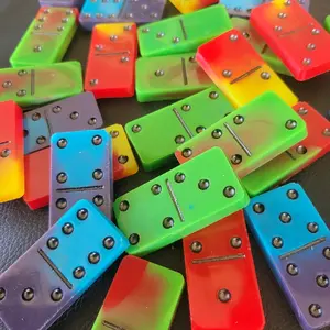 Resin Dominoes game 28 piece set multi colored