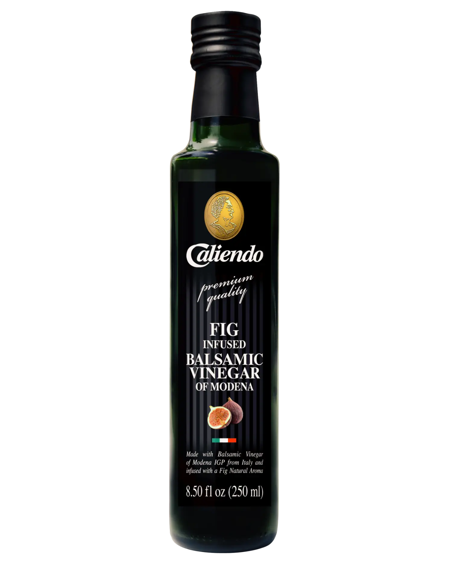 Caliendo Fig Infused Balsamic Vinegar, Modena IGP, Authentic Italian - 8.5 Fl Oz Bottle