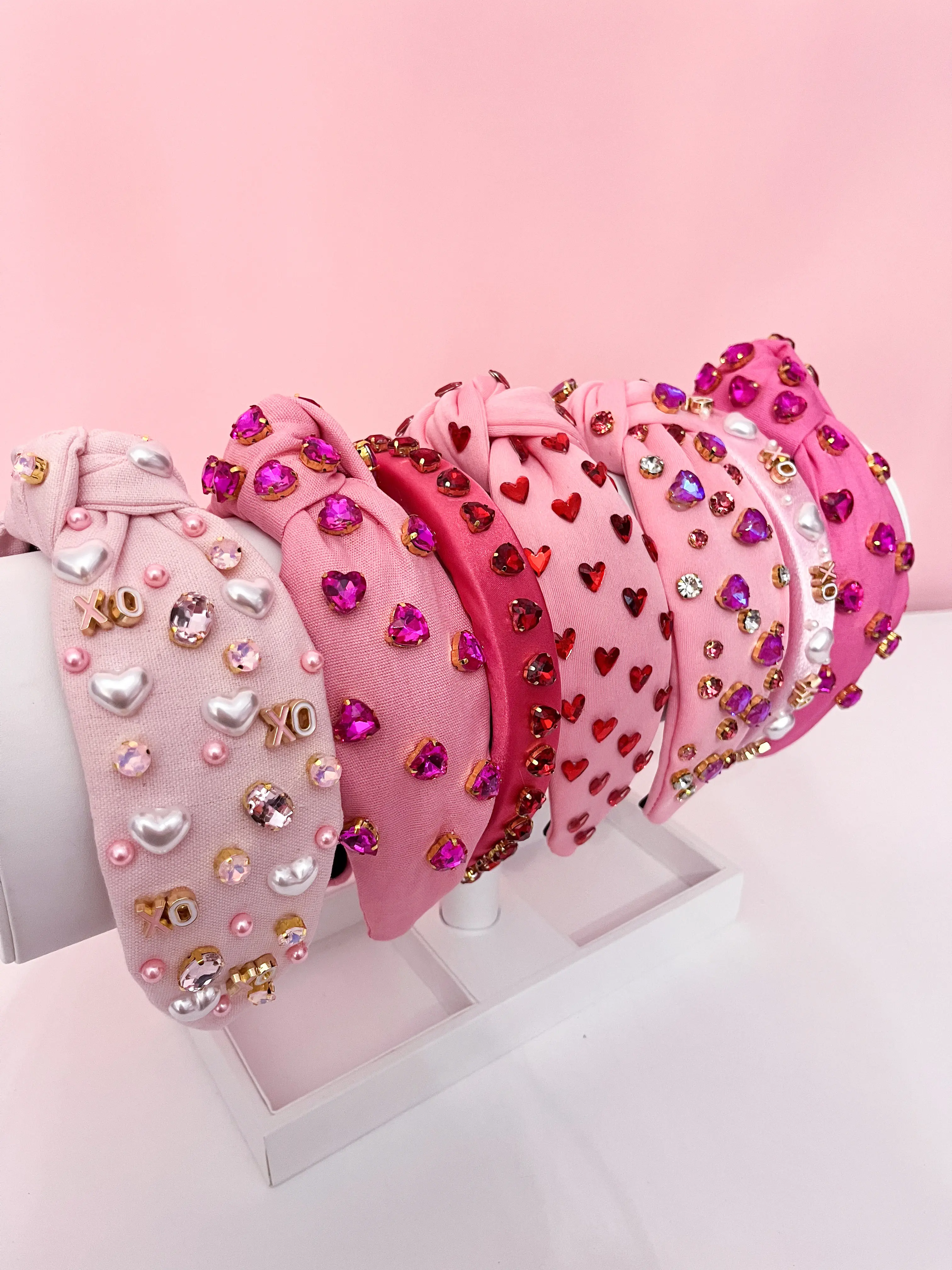 Pink Heart Headband – Cute Hair Accessory, Outfit Upgrade, Slim & Top Knot Styles