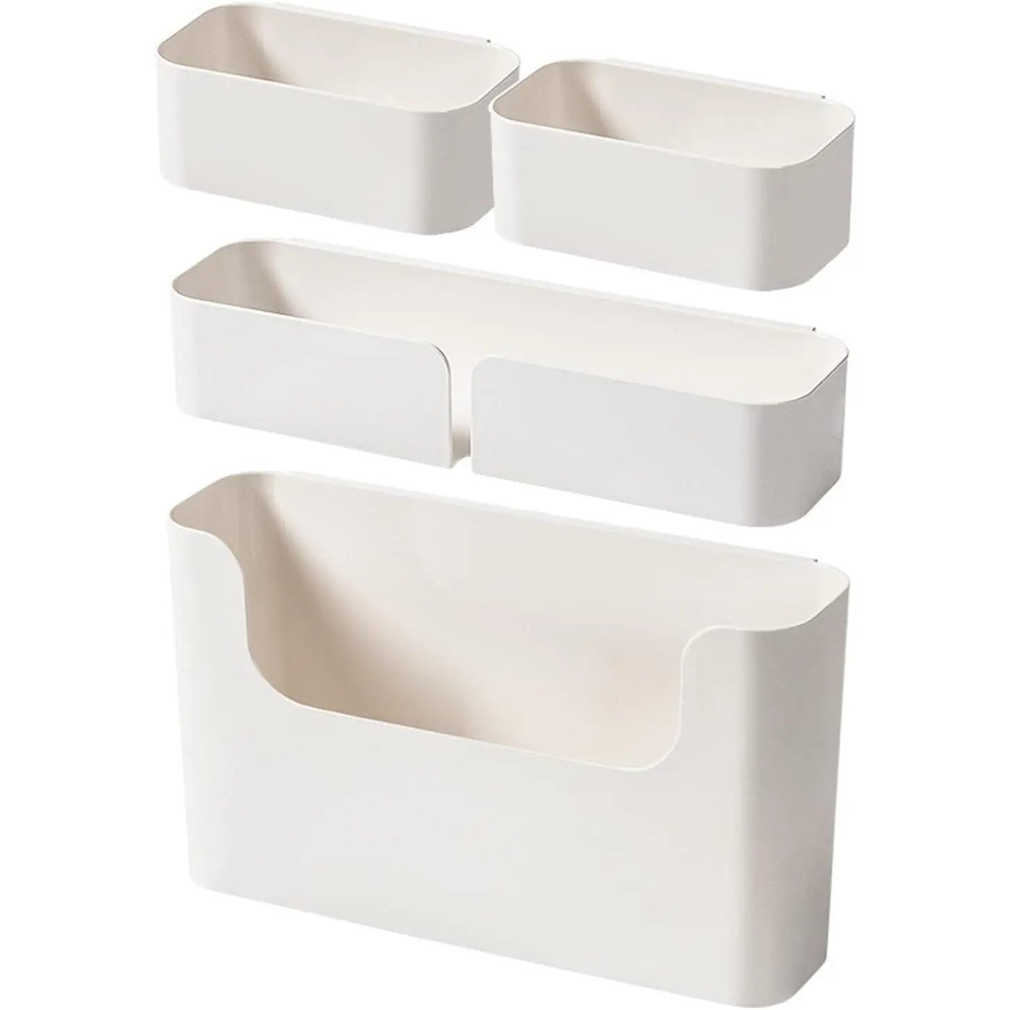 4 Pack Bedside Shelf Wall Mount,Wall Mounted Floating Shelf, Bedside Shelf Organizer Set,Non-Drilling Adhesive Plastic Storage Organizer for Home Decor,Kitchen,Bedroom,Bathroom,Rv (White)