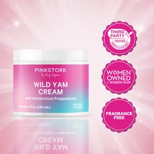 Pink Stork Wild Yam Cream with Bioidentical Progesterone | 4oz | Daily Moisturizer for Normal Skin Women-Owned Brand Gentle Support for Women's Health