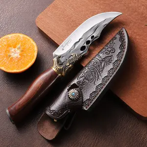 Luxury stainless steel meat knife, durable steak knife with sheath, thickened design cutting tool, suitable for various kitchen uses, an excellent choice for holiday gifts.