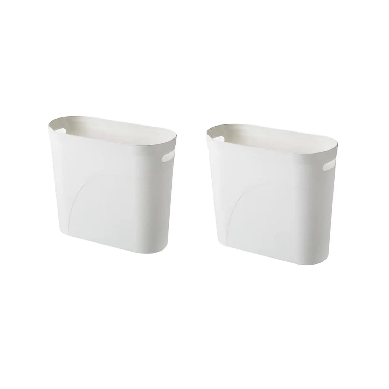 Bathroom Small Trash Can, 3 Gallon Slim Plastic, Set of 2, White