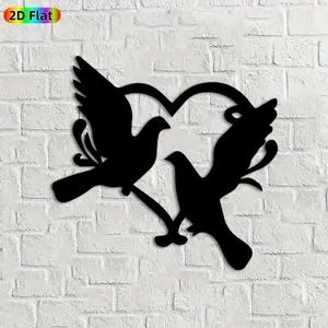 1pc Dove & Heart Metal Wall Art,Dove & Heart Statue Mural, Ideal Gift for Valentine's Day, Wedding, Love Decor Enthusiasts, Rust-Resistant Metal Wall Decor Wall Sculptures, Perfect for Bedroom Wall & Garden Fence, Romantic Home Decor