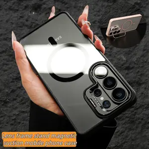 Shockproof Magnetic Case for Samsung Galaxy S26/S25/S24/S23/S22 Ultra Plus, Magsafe Phone Case with Slide Camera Lens Protector Rotating Ring Holder, Shockproof Drop, Protection Durable.JN18