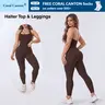 Coral Canton Seamless Halter Top & Leggings Sets SohoChic