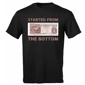 Started From The Bottom Food Stamp Tee Cotton Casual Crew Neck loose fit
