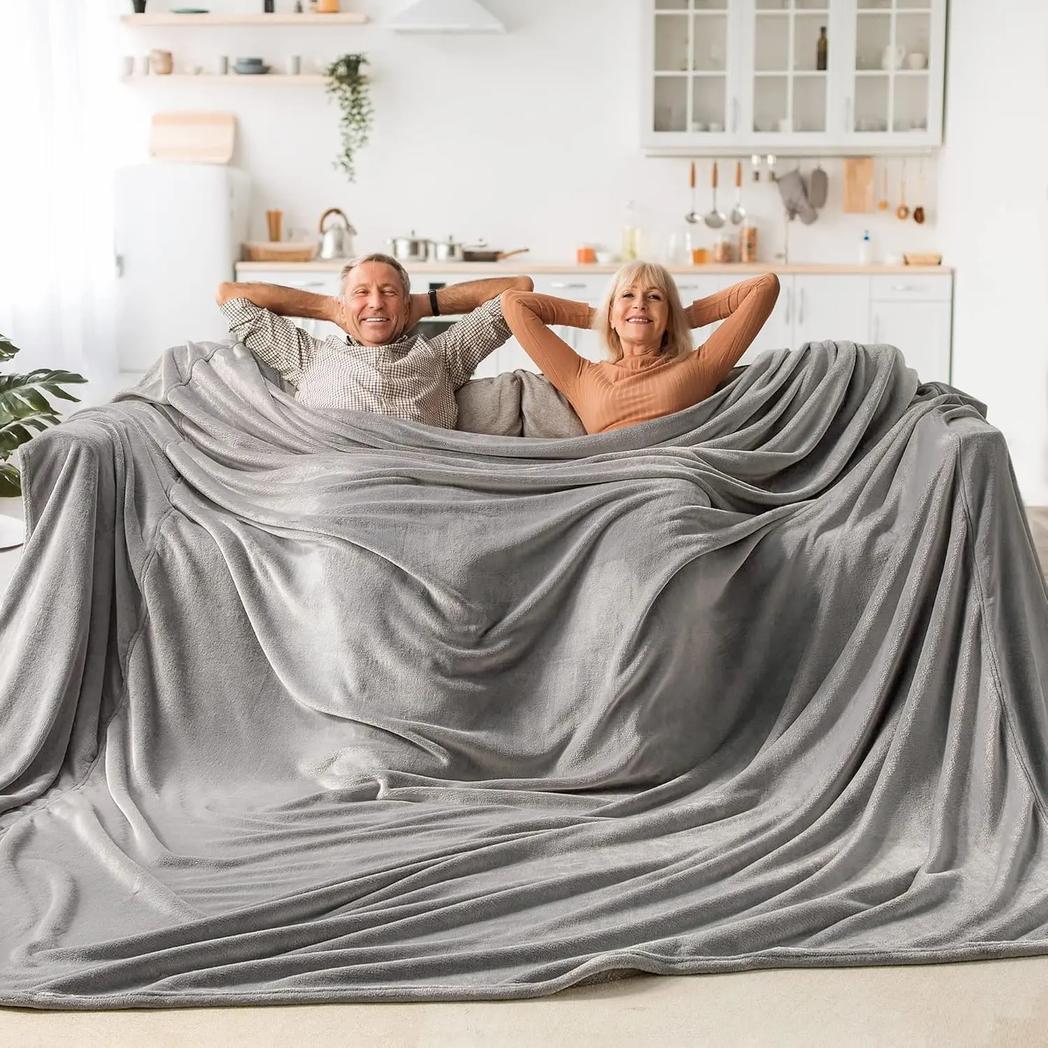 Moli Big Fleece Blanket - 120" x 120" (10' x 10'), Super Soft Fluffy Fuzzy Oversized King Blanket for Bed, Couch, Sofa, Camping, Fits Whole Family, Grey