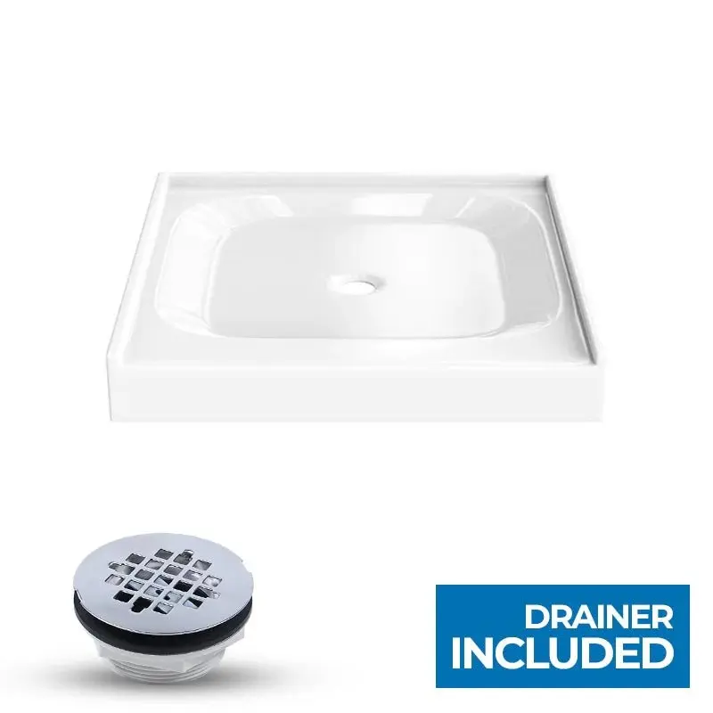 Acrylic Shower Pans- Center Drain Shower Pan - Shower Pan - Single Threshold - 36 X 36 X 5.5