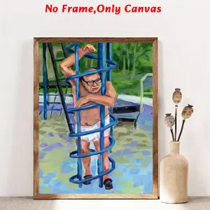 Abstract Man Playing Pattern Unframed Painting, Abstract Pattern Print, 1 Count Modern Canvas Wall Art, Wall Decor for Home Living Room Bedroom Study Room