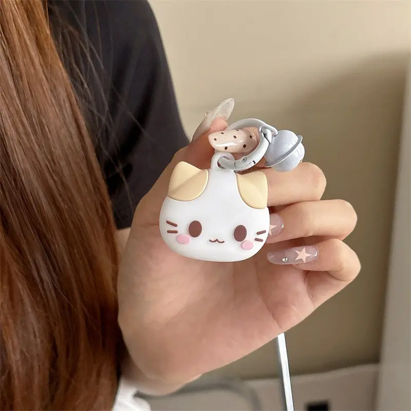 Cute cotton candy cat wearable protective cover for AirTag anti-lost device Protector