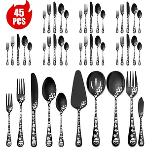 45-Piece Christmas Silverware Set with Creative Laser Patterns, Tableware Set, Perfect for Home Dining Parties, Ideal Gift for Friends