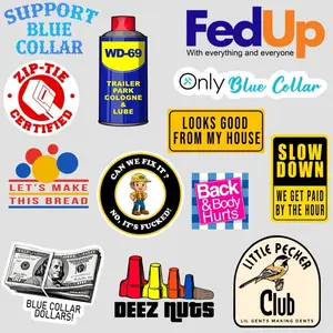 Blue Collar Sticker Pack 13 stickers Waterproof UV Resistant Sun Proof Weather Proof Stickers Perfect for any hard surface