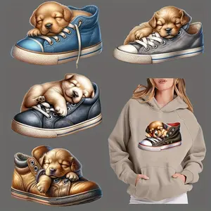 6-Piece Set Iron-On Patches for Dogs & Sports Shoes, Multicolor Plastic Heat Transfer Stickers, Washable Appliques for DIY Clothing, Crafts