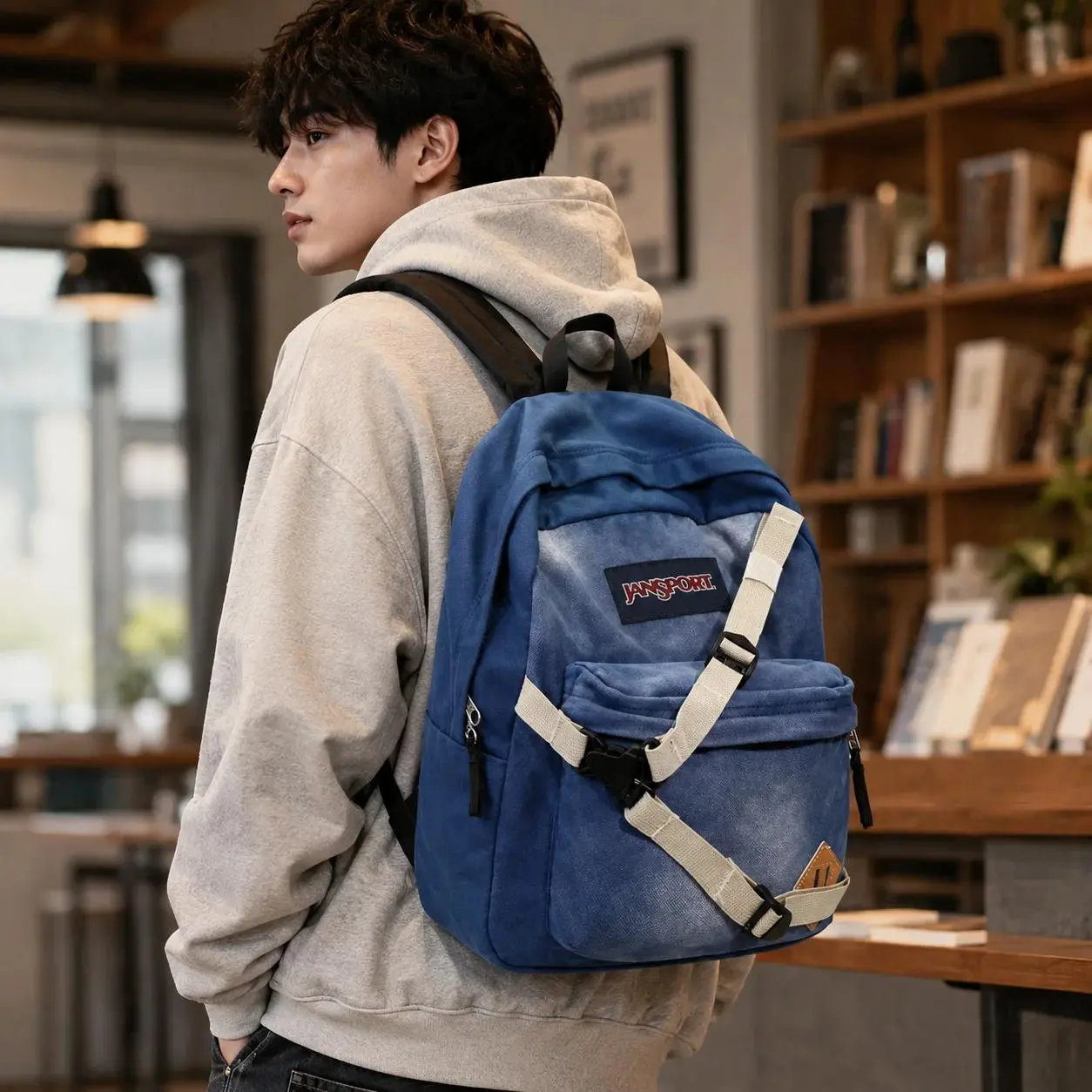 Andrew Garfield Spider-Man Denim Backpack, 40x30cm Functional Laptop Bag for Travel & Birthday Gift