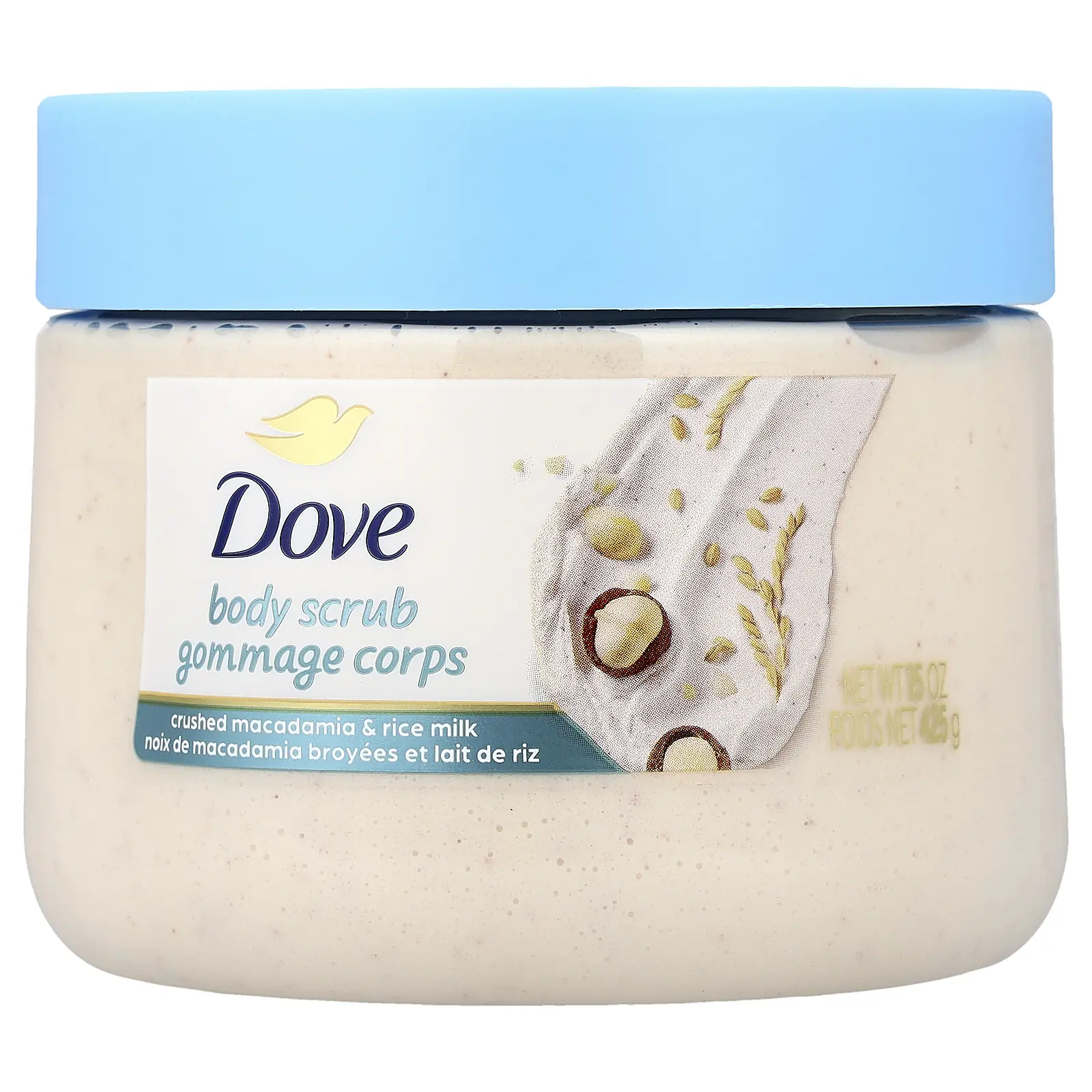 Dove Body Scrub, Crushed Macadamia & Rice Milk, 15 oz (425 g)