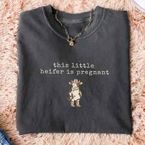 Funny Pregnancy Announcement Tee, Western Cow Shirt, Country Mom To Be, Unhinged Tshirt, Pregnancy Reveal Shirt