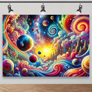 1pc Cosmic Nebula Polyester Backdrop, Galaxy Space Scene Photography Background, Studio Portrait Cinematic Decor, Stellar Inspired Fabric Cloth for Photo Shoots