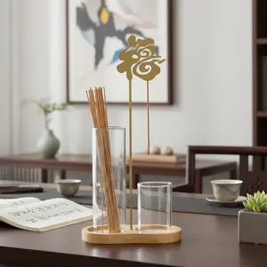 Chinese Style Incense Burner Holder, Glass Ash Catcher and Stick Organizer, Home Decor, Anti- Flying Incense, Household Decoration