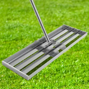48" Lawn Leveling Rake, Lawn Leveler Tool with 52"-78" Adjustable Telescopic Handle, Effort-Saving Level Rake for Dirt, Soil, Grass, Golf Course, Farm & Garden, Heavy-Duty Stainless Steel