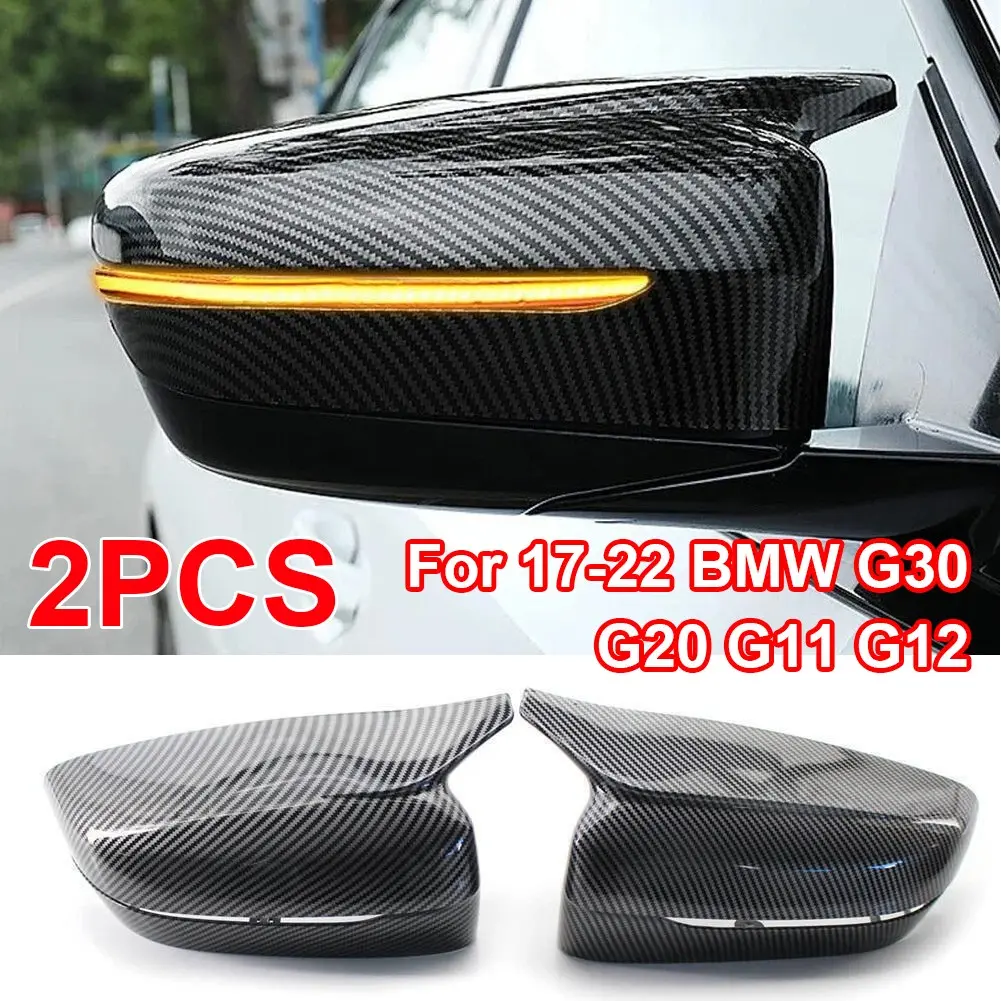 Carbon Fiber M-Style Side Mirror Cover Caps, Add-On for 17-22 BMW G30, G20, G11, G12 Car Exterior Accessories