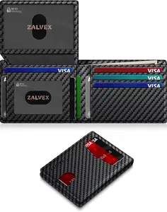 Wallet for Men Slim RFID Blocking Leather Credit Card Holder Wallet for 14 Cards, Bifold Minimalist Thin Wallet with 2 ID Windows & Cash Slot, Front Pockt Carteras Para Hombres, Birthday Gifts for Men ZALVEX