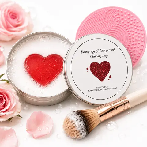 2-in-1 Makeup Brush Cleaner Solid Soap with Silicone Pad - Cleansing for Daily Makeup Brushes, Beauty Sponges & Blenders, Gentle Formula Removes Residue, Oil & Dirt, Conditions Bristles, Extends Tool Life,Christmas, Halloween.