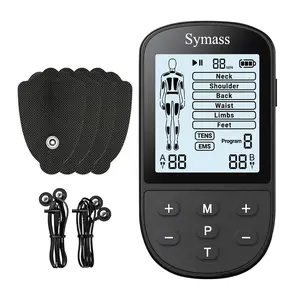 SYMASS TENS Unit Muscle Stimulator, EMS Massager Machine, Dual Channel Electronic Pulse Physical Therapy Machine for Back Pain Relief, Shoulder Recovery, Muscle Relaxation, 24 Modes,10 TENS Unit Pads