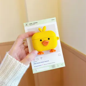 1 little yellow duck shaped headphone protective case, anti drop and durable silicone headphone case, Apple wireless Bluetooth headphone case, suitable for AirPods 1/2/3/4/pro/pro2/pro3