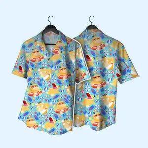 Psyduck Hawaiian Shirt, Funny Tropical Duck Aloha Shirt, Summer Beach Vacation Button-Up