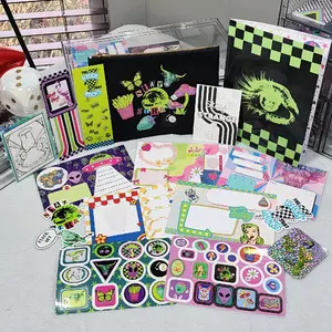 Flockin' Strange Stationery Large Giftset- Unique Stationery Items Inspired by the Rockin Flock, Custom Designs by Birdie- Notebook, Pencil Bag, Bookmarks, Memo Note Cards, Coloring Cards, Stickers