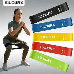 Sildurx Resistance Bands for Legs and Butt, 5-Pack Elastic Loop Exercise Bands for Strength Training Stretching, Home Gym Equipment for Pilates Yoga Physical Relax, Leg Glute Arm Workout Kit for Women Men, Fitness Bands