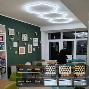 Hexagonal LED Garage Light, Dimmable Honeycomb LED Tube Light, Adjustable Lighting Options Ceiling Light for Restaurant Barbecue Barbershop Room Home, LED Lighting