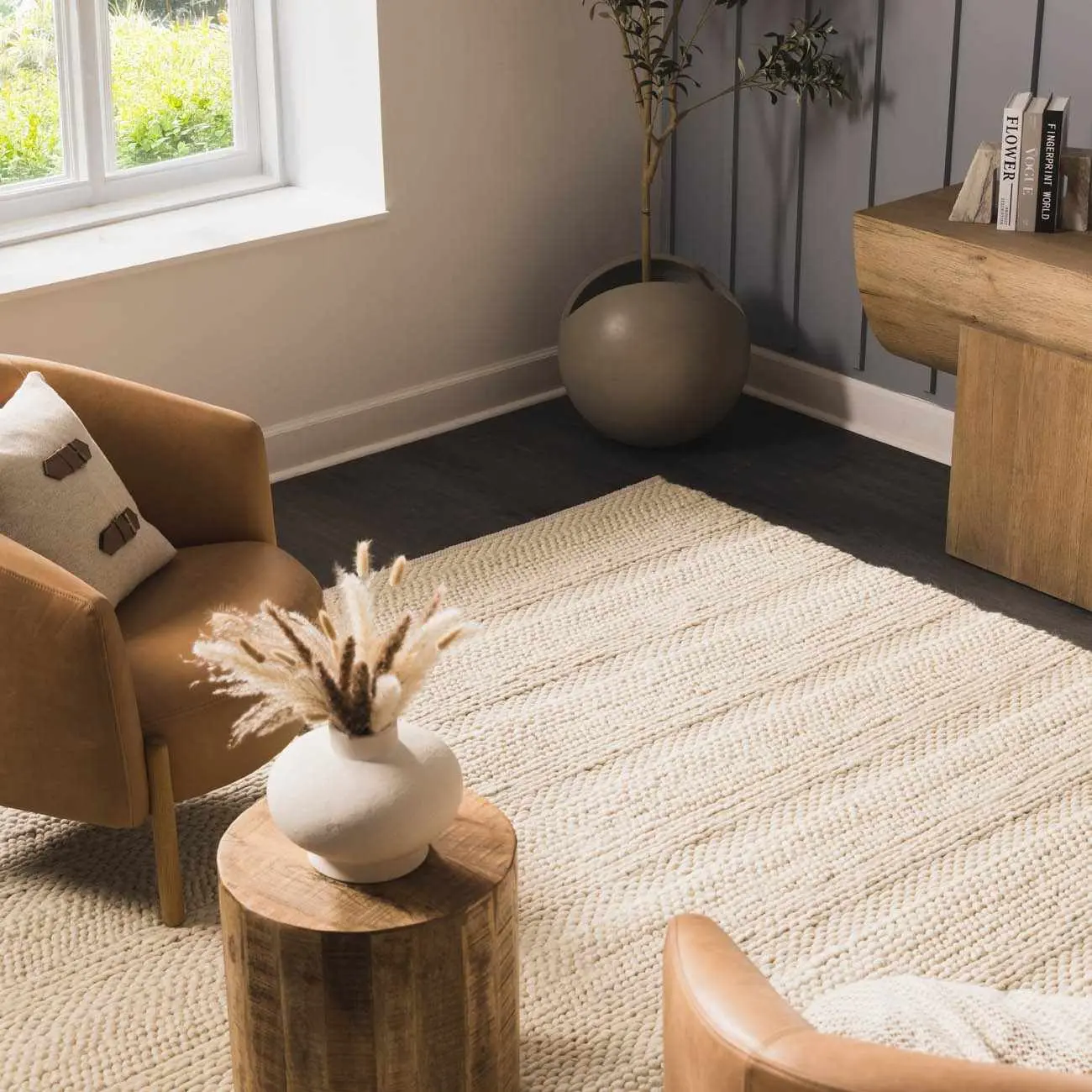 Clarke Beige Textured Wool Rug Clarke Beige Textured Wool Rug