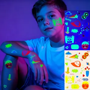 Luminous fluorescent tattoo stickers party decoration stickers cartoon animal waterproof temporary face and body stickers