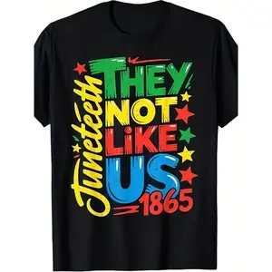 Men'S Juneteenth 1865 Black History Month T-Shirt |   Graphic Tee with "They Not Like Us" Slogan, Vibrant Retro Print, Comfortable Casual Short Sleeve, All-Season Round Neck Top,good graphic tees Crewneck Classic