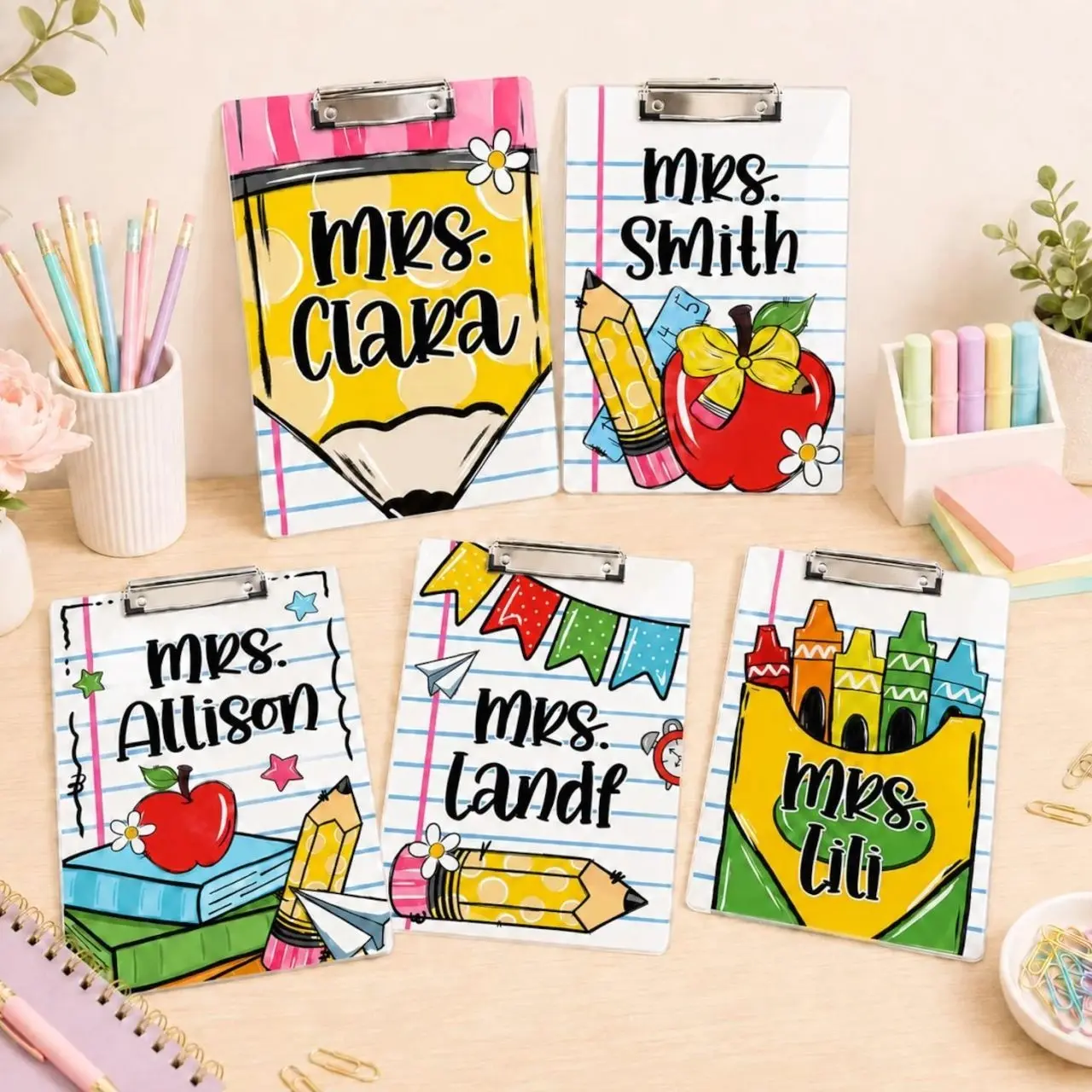 Custom Name Teacher Pencil Clipboard: Personalized Back to School Teacher Gift, Teacher Appreciation Gifts, School Supplies