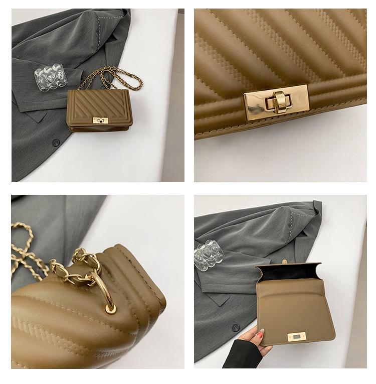 Fashionable New Solid Color PU Embossed Shoulder Bag, Street Commuting Crossbody Bag, Minimalist Women's Chain Small Square Handbag