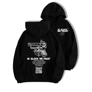 In Glock We Trust QR F*CK Off Funny Hoodie, Black Hoodie Full Color Design Unisex Daily Wear Fashionable Design